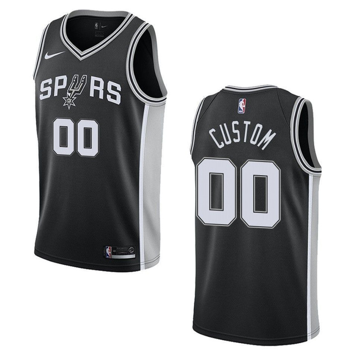 Men's San Antonio Spurs #00 Custom Icon Swingman Jersey - Black , Basketball Jersey