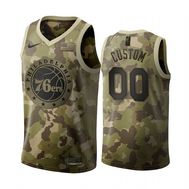 NBA Men's Philadelphia 76ers Custom #00 2019 Salute To Service Desert Camo Jersey