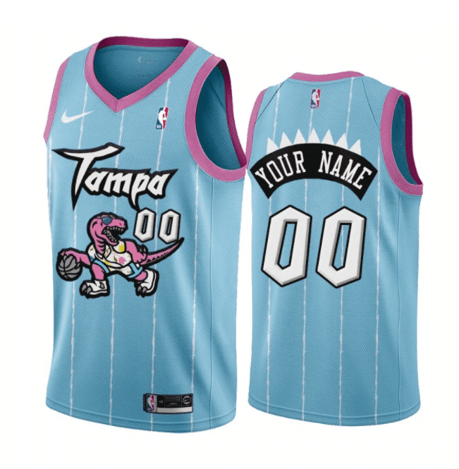 Men's Toronto Raptors Custom Name Number Jersey Pink Blue 2021 Tampa City