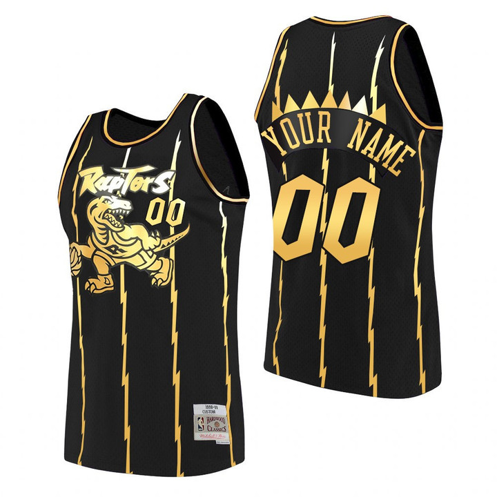 Toronto Raptors #00 Custom 2021 Golden Edition HWC Limited Black Jersey - Youth