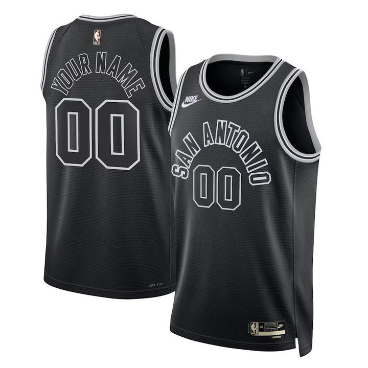 Custom #00 San Antonio Spurs Classic Edition Swingman Jersey - Black/Flt Silver 2022-23 - Men's