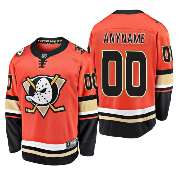 Men's Anaheim Ducks Custom #00 Alternate Orange 2019-20 Breakaway Player Jersey