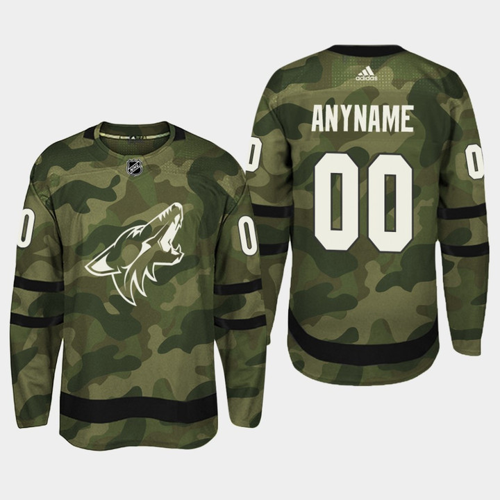 Men's Arizona Coyotes Custom #00 2019 Armed Special Forces Jersey - Camo