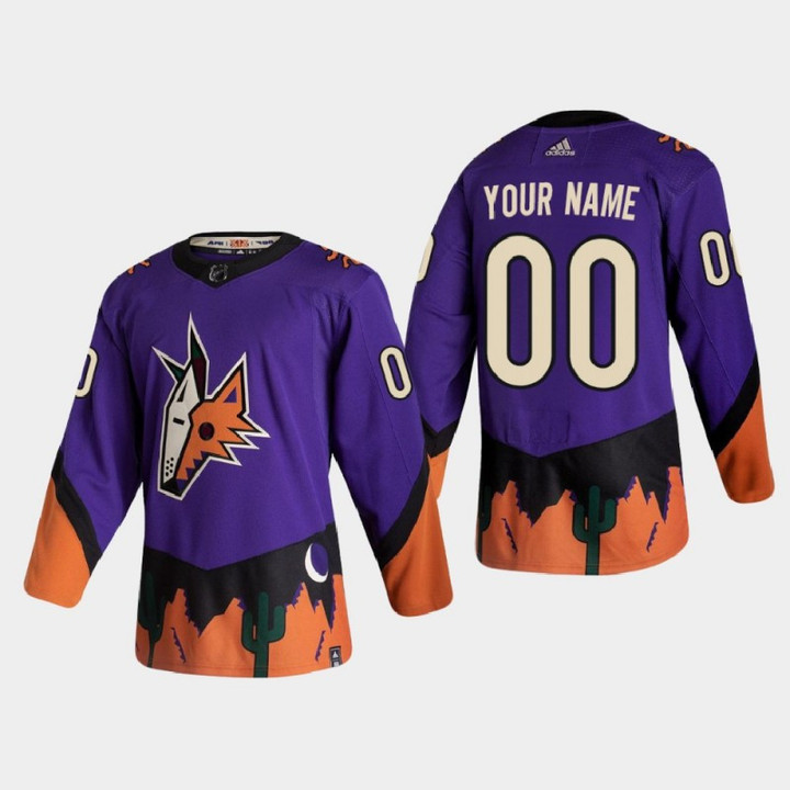 Men's Arizona Coyotes Custom #00 2021 Season Reverse Retro  Special Edition Purple Jersey