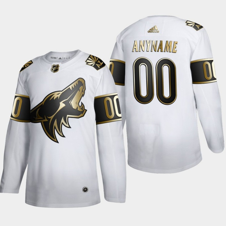 Men's Arizona Coyotes Custom #00 NHL Golden Edition White  Jersey