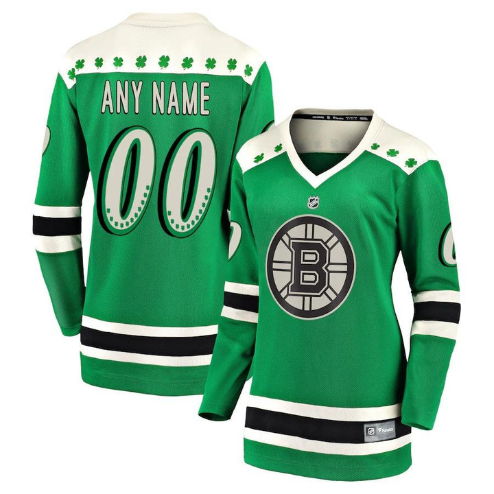 Boston Bruins Women’s 2021 St. Patrick’s Day Breakaway Custom Jersey – Green