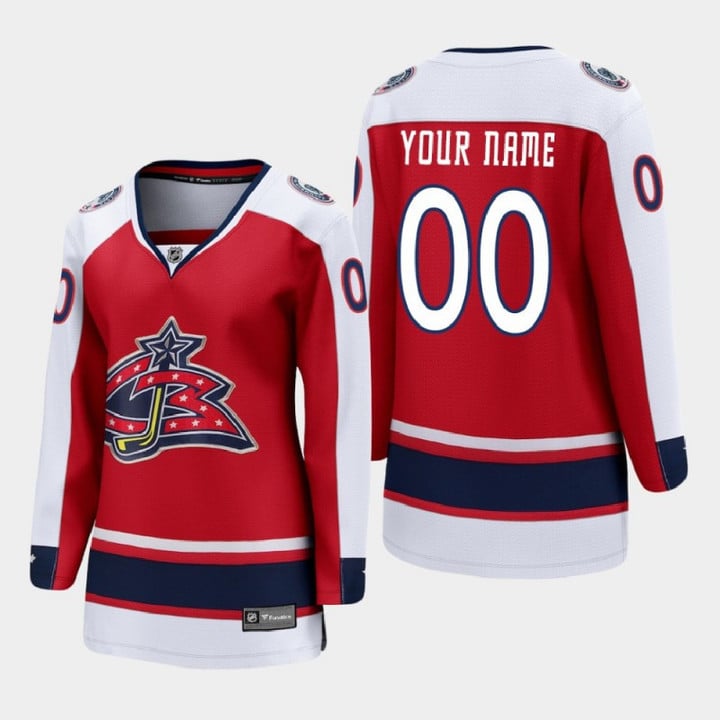Women Columbus Blue Jackets Custom #00 2021 Special Edition Red Jersey