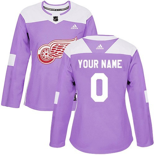 Custom Detroit Red Wings Women's Hockey Fights Cancer Practice Jersey (Purple)