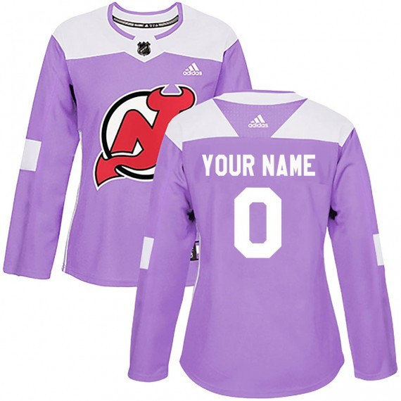 Custom Nj Devils Jersey, New Jersey Devils Custom Official Purple Women's Fights Cancer Practice NHL Hockey Jersey