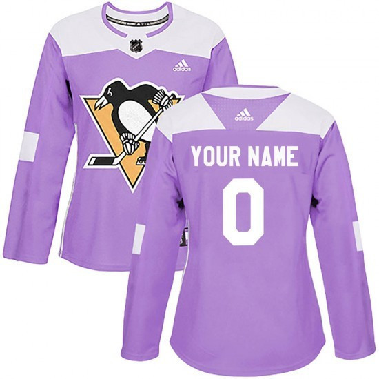 Women's Pittsburgh Penguins Custom ized Fights Cancer Practice Jersey - Purple