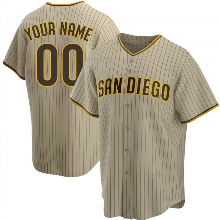 Padres Uniforms 2023, Custom Padres Jersey, Men's San Diego Padres Custom Brown Sand/ Alternate Jersey - Replica, Padres Jackie Robinson Jersey