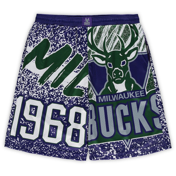 Milwaukee Bucks  Big & Tall Hardwood Classics Jumbotron Shorts - Purple