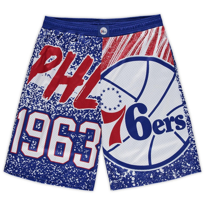 Philadelphia 76ers  Big & Tall Hardwood Classics Jumbotron Shorts - Royal
