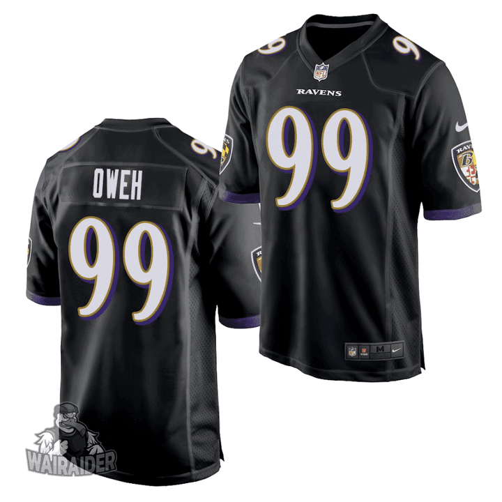 Men's Baltimore Ravens Jayson Oweh 2021 NFL Draft Game- Black Jersey
