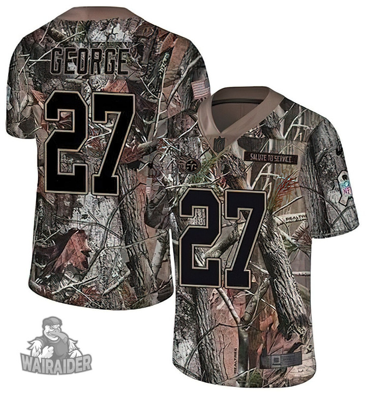 Men's  Titans #27 Eddie George Camo  Stitched NFL Limited Rush Realtree Jersey