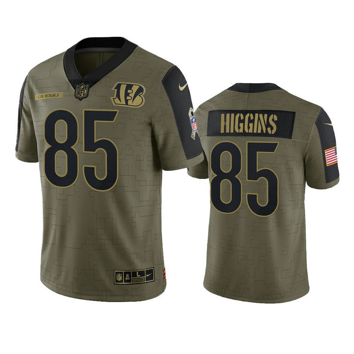 Youth's  Cincinnati Bengals Tee Higgins Olive 2021 Salute To Service Limited Jersey