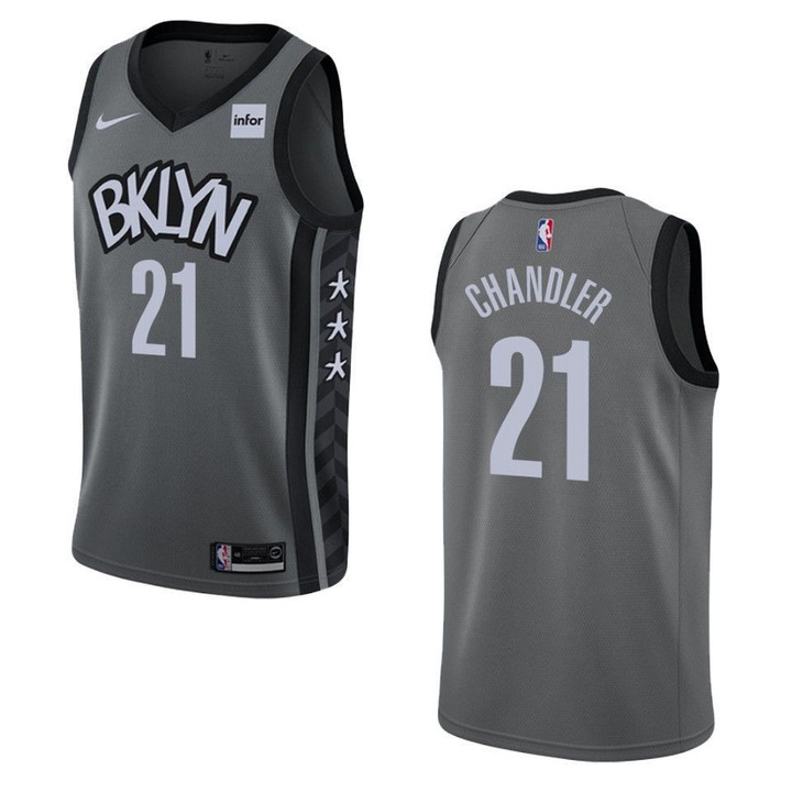 Men's   Brooklyn Nets #21 Wilson Chandler Statet Edition Swingman Jersey - Gray , Basketball Jersey