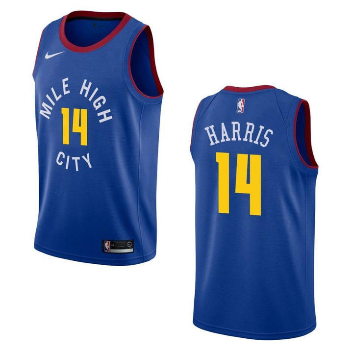 Men's   Denver Nuggets #14 Gary Harris Statet Swingman Jersey - Blue , Basketball Jersey