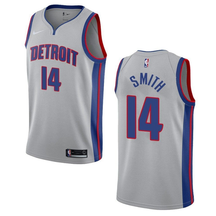 Men's   Detroit Pistons #14 Ish Smith Statet Swingman Jersey - Gray , Basketball Jersey