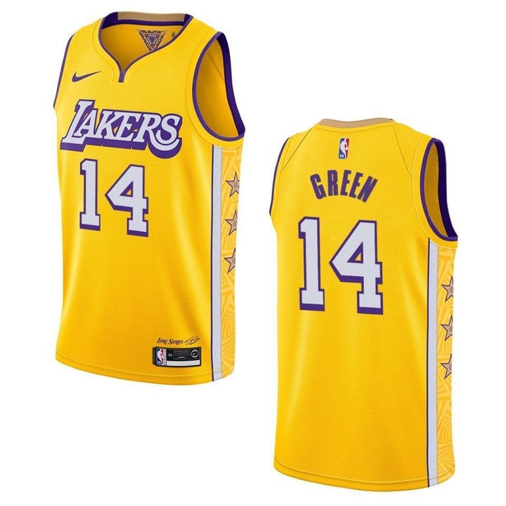 Men's  2019-20  Los Angeles Lakers #14 Danny Green City Edition Swingman- Yellow Jersey