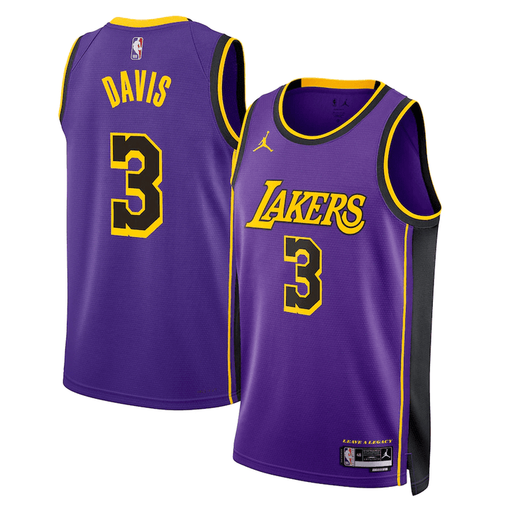 Men's  Los Angeles Lakers Jordan Statet Edition Swingman Jersey - Purple - Anthony Davis - Unisex