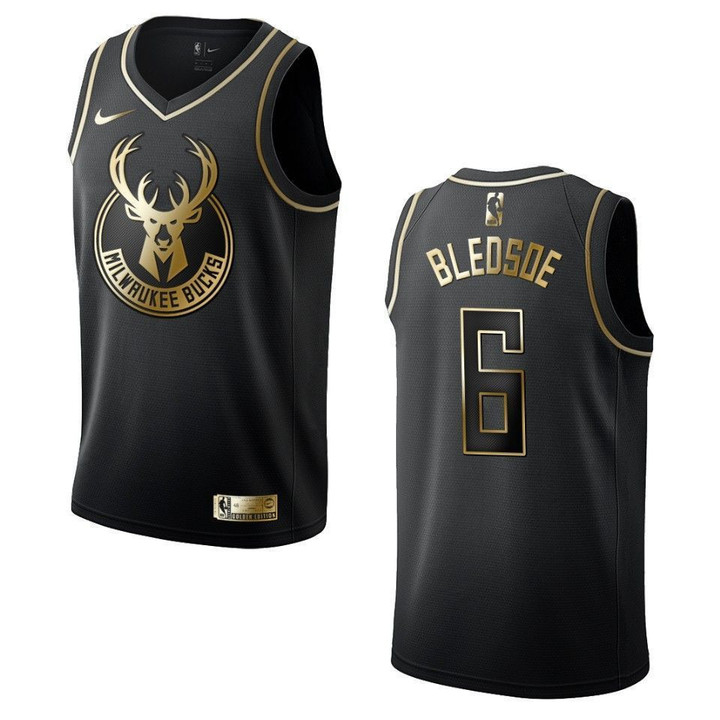 Men's   Milwaukee Bucks #6 Eric Bledsoe Golden Edition Jersey - Black , Basketball Jersey