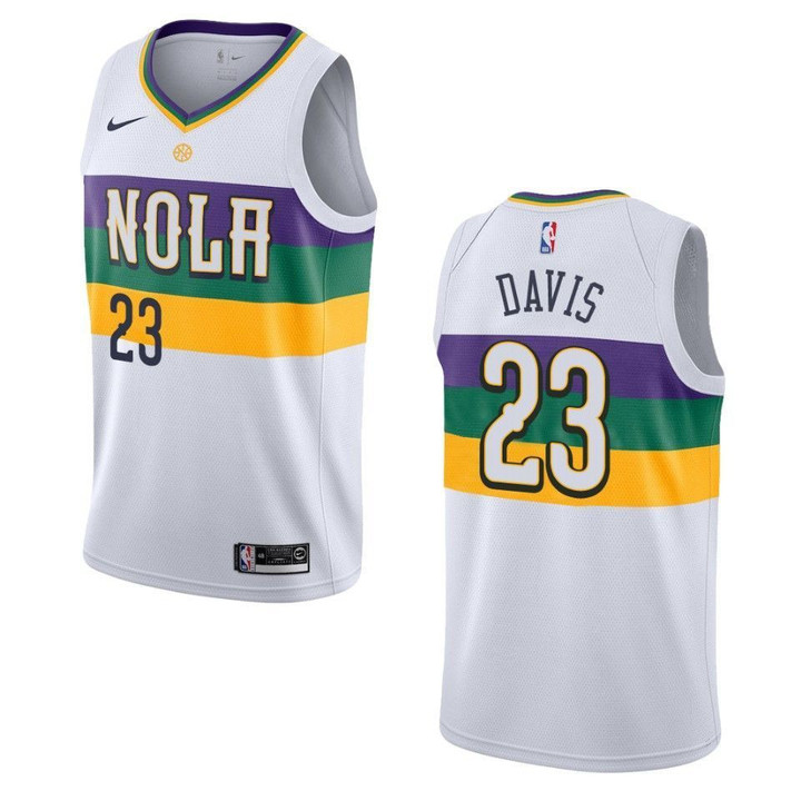 Men's  2019-20  New Orleans Pelicans #23 Anthony Davis City Edition Swingman Jersey - White , Basketball Jersey