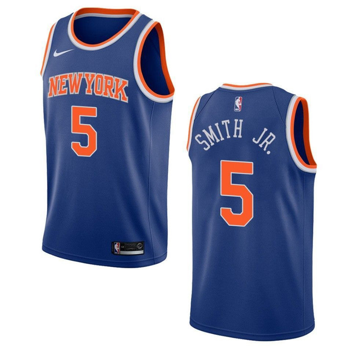 Men's   New York Knicks #5 Dennis Smith Jr. Icon Swingman Jersey - Blue , Basketball Jersey