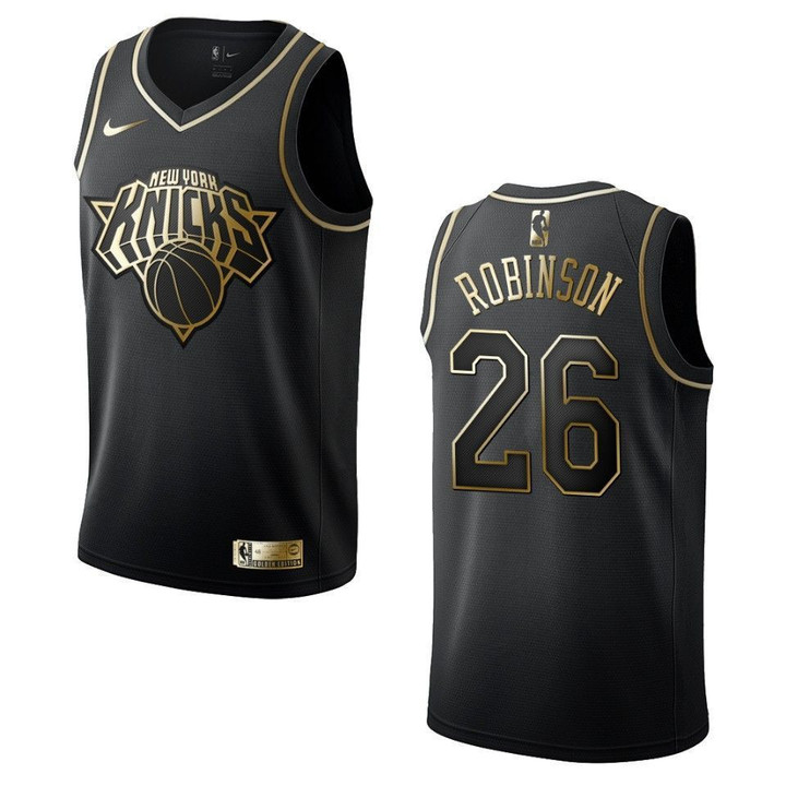 Men's   New York Knicks #26 Mitchell Robinson Golden Edition Jersey - Black , Basketball Jersey