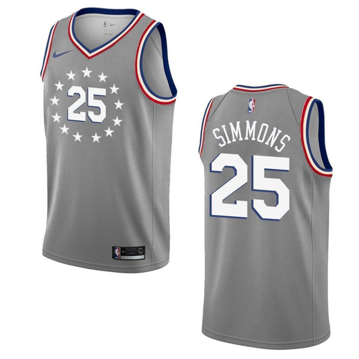 Men's  2019-20  Philadelphia 76ers #25 Ben Simmons City Edition Swingman- Gray Jersey