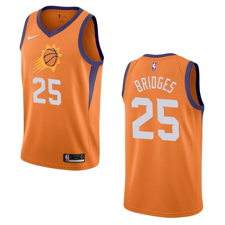 Men's   Phoenix Suns #25 Mikal Bridges Statet Swingman Jersey - Orange , Basketball Jersey