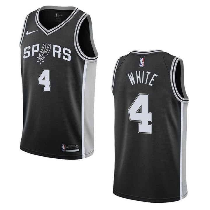 Men's   San Antonio Spurs #4 Derrick White Icon Swingman Jersey - Black , Basketball Jersey