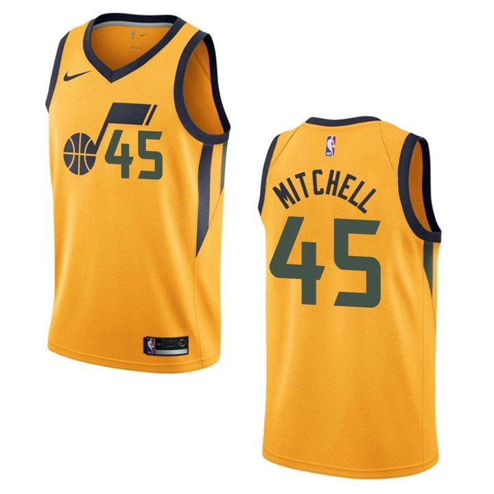Men's   Utah Jazz #45 Donovan Mitchell Statet Swingman Jersey - Yellow , Basketball Jersey