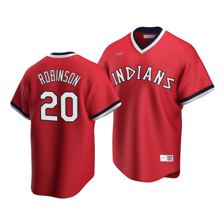 Men's   Cleveland Guardians Frank Robinson #20 Cooperstown Collection Red Road Jersey , MLB Jersey