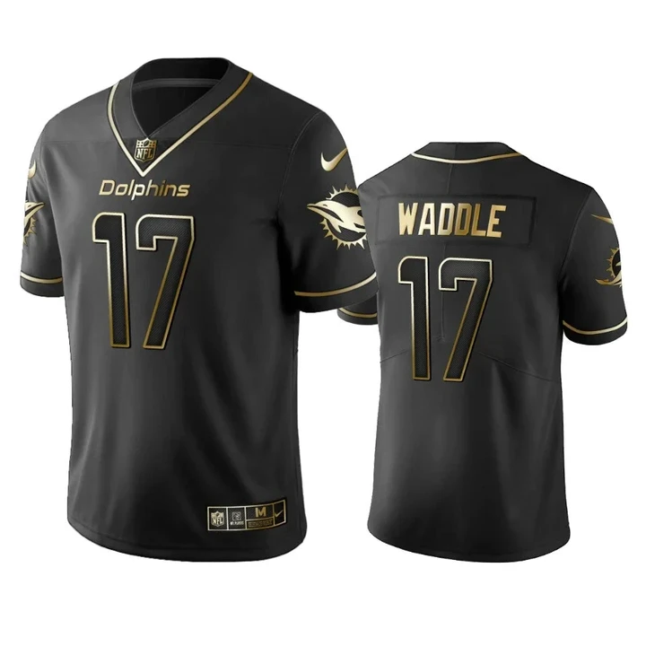Youth's Miami Dolphins Jaylen Waddle Black Golden Limited Jersey