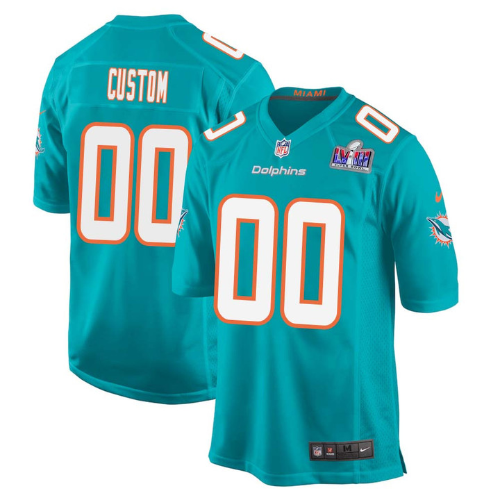 Custom Miami Dolphins Super Bowl LVIII Home Game Player Limited Jersey for Men – Aqua – Replica