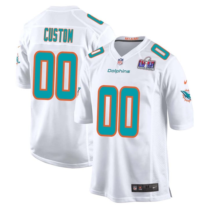 Custom Miami Dolphins Super Bowl LVIII Away Game Player Limited Jersey for Men – White – Replica