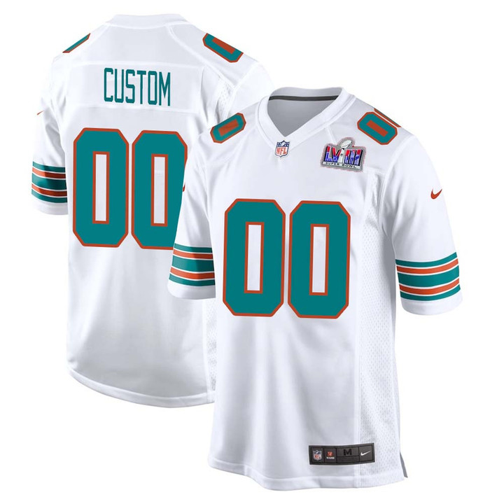 Custom Miami Dolphins Super Bowl LVIII Alternate Game Player Limited Jersey for Men – White – Replica