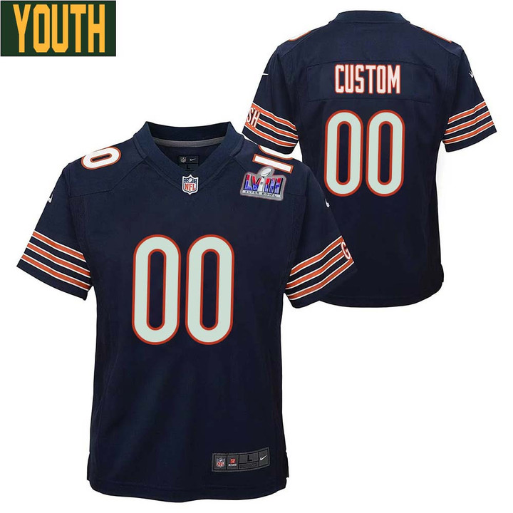 Youth Custom Chicago Bears Super Bowl Home Game Team Colour Jersey – Navy – Replica