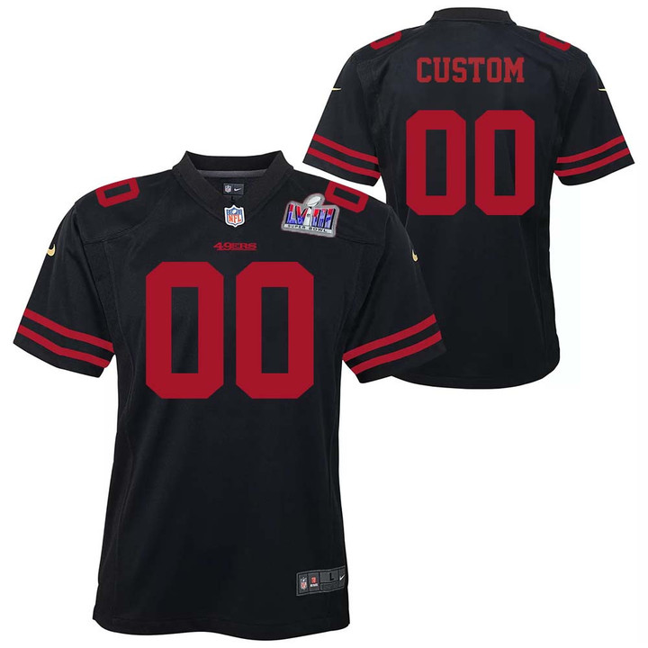 Custom Super Bowl LVIII Limited Alternate Black 49ers Jersey for Youth – Replica