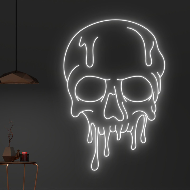 Custom Dripping Skull Neon Sign, Melting Skull Head Neon Light, Halloween Skull LED Sign, Halloween Death Head Led Light, Skull Head Light
