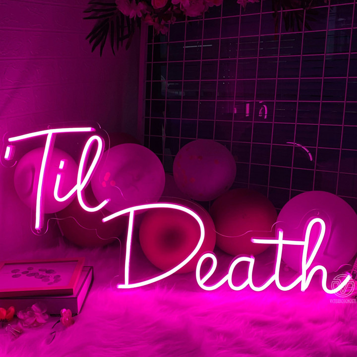 Til Death Neon Sign Custom Wedding Decor, Neon Signs Wedding ldeas Engaged Gift Wedding Party Home Room Wall Decor Til Death Sign