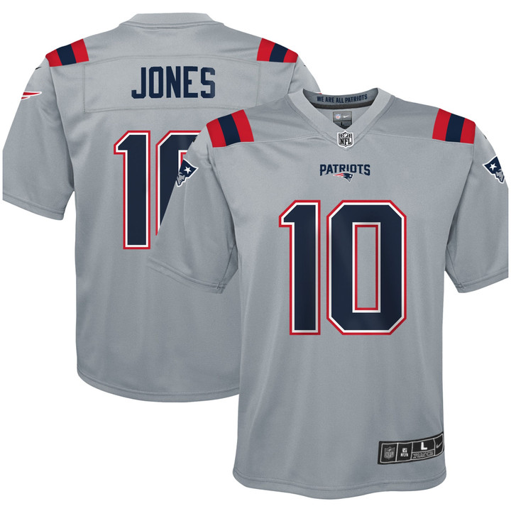 Mac Jones New England Patriots Youth Inverted Game Jersey - Gray