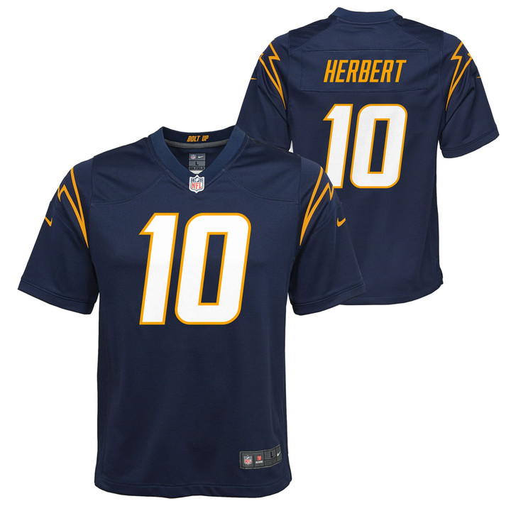 Justin Herbert Los Angeles Chargers Youth Team Game Alternate Jersey - Navy
