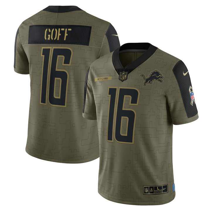 Men's Jared Goff Detroit Lions 2021 Salute To Service Limited Player Jersey - Olive