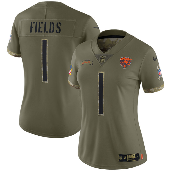 Justin Fields Chicago Bears Women's 2022 Salute To Service Limited Jersey - Olive