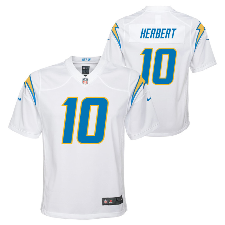 Justin Herbert Los Angeles Chargers Youth Team Game Jersey - White