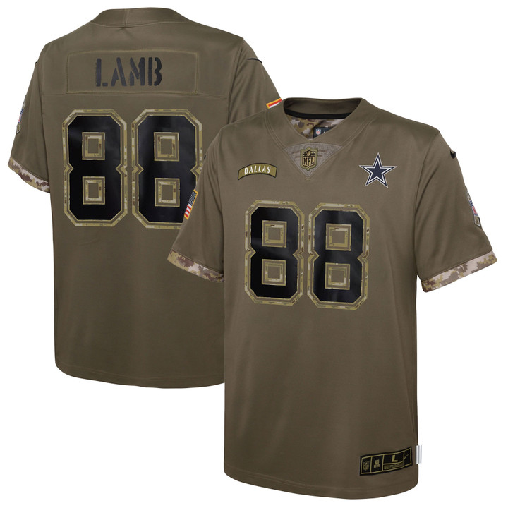 CeeDee Lamb Dallas Cowboys Youth 2022 Salute To Service Player Limited Jersey - Olive