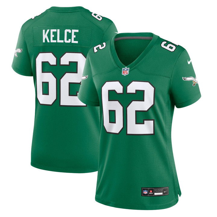Jason Kelce Philadelphia Eagles Women's Alternate Player Game Jersey - Kelly Green
