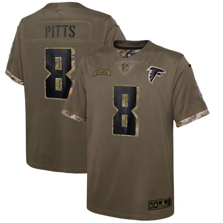 Kyle Pitts Atlanta Falcons Youth 2022 Salute To Service Player Limited Jersey - Olive
